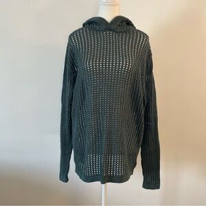 Art of Rhetoric Open Knit Hooded Sweater Blue Green Women’s Large
